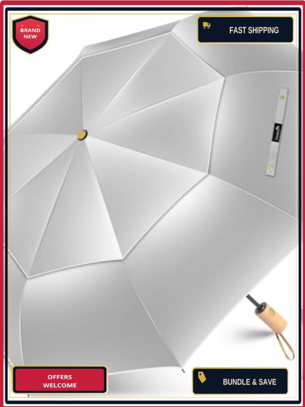 UV Protection Travel Umbrella UPF 50+ Auto Open Windproof Compact 46 Inch